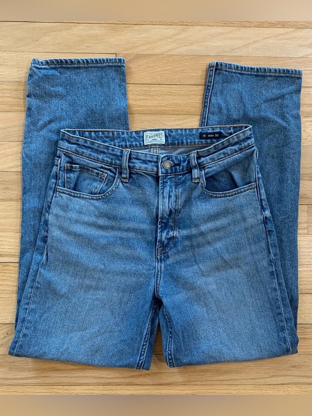 Faherty Jeans Men's Sz 30 Blue Feel Good Special Weave Organic Cotton Stretch